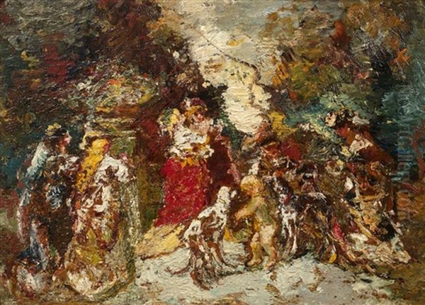 Scene Galante Oil Painting by Adolphe Monticelli