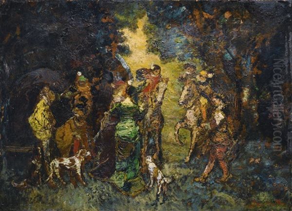 The Hunting Meeting Oil Painting by Adolphe Monticelli