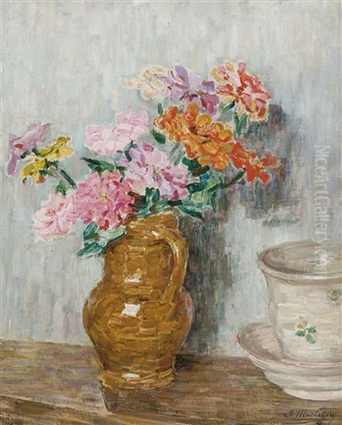 La Cruche Aux Fleurs Oil Painting by Jenny Montigny