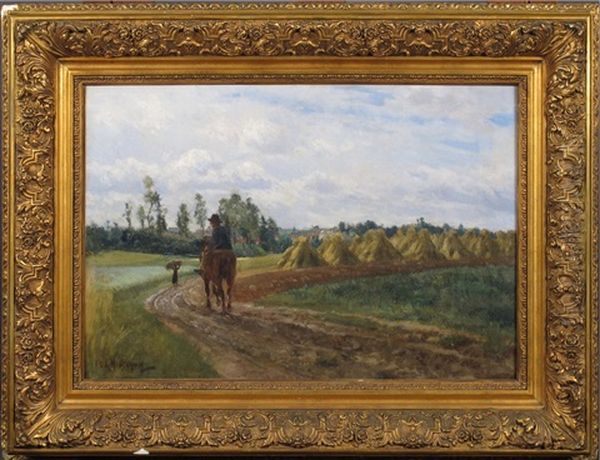 Chemin De Campagne Anime Oil Painting by Jules Montigny