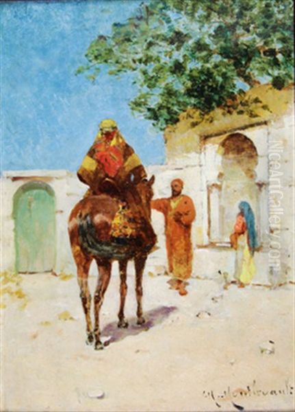 Cavalier Arabe Devant Une Fontaine Oil Painting by Charles Montlevault