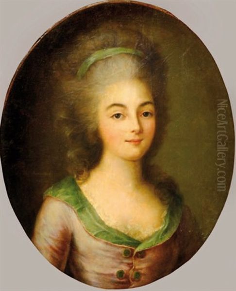 Portrait De Jeune Fille Oil Painting by Armand Vincent de Montpetit