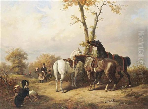 Waiting For The Hunt Oil Painting by Henri d'Ainecy Montpezat