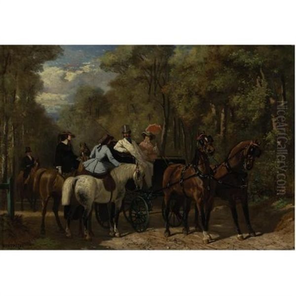 The Meeting Oil Painting by Henri d'Ainecy Montpezat