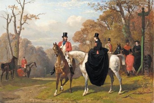 Le Commencement De La Chasse Oil Painting by Henri d'Ainecy Montpezat