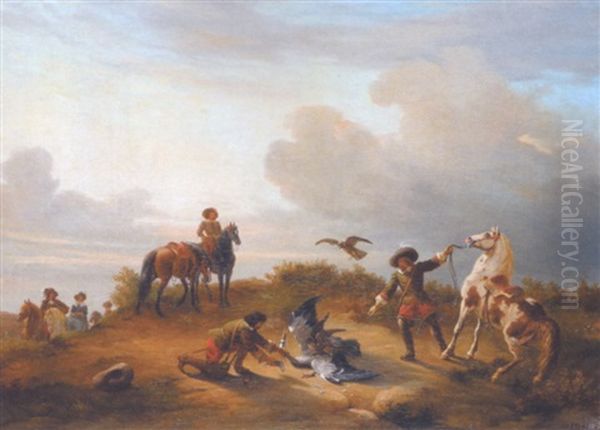 La Chasse Aux Faucons Oil Painting by Henri d'Ainecy Montpezat