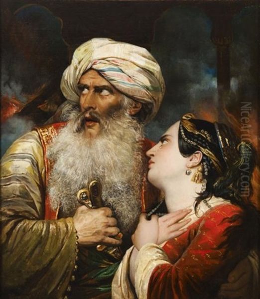 Ali Pacha Et Vasiliki Oil Painting by Raymond Auguste Quinsac Monvoisin