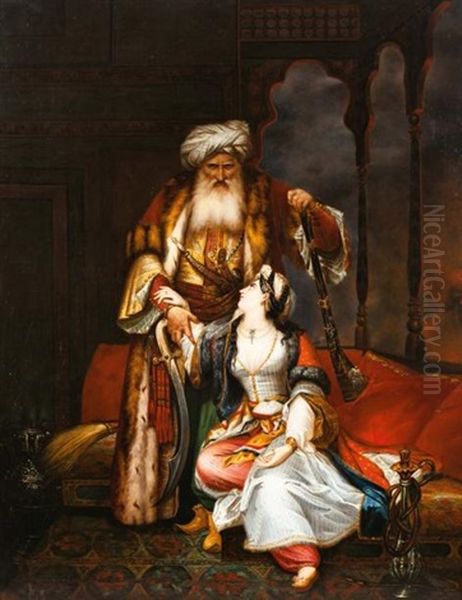 Ali Bacha Et Vasiliki Oil Painting by Raymond Auguste Quinsac Monvoisin