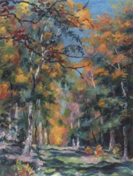 Waldweg Im Spatsommer Oil Painting by Friedrich Wilhelm Mook