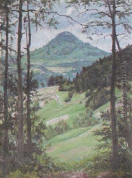 Achalm Bei Reutlingen Oil Painting by Friedrich Wilhelm Mook