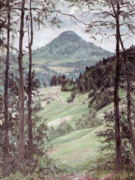 Achalm Bei Reutlingen Oil Painting by Friedrich Wilhelm Mook