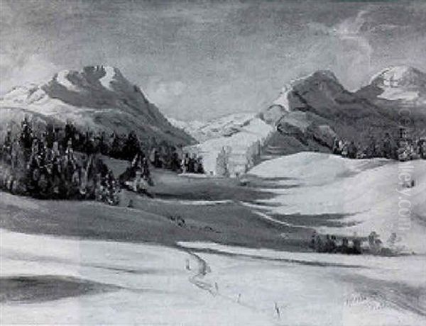 Winterliche Gebirgslandschaft Oil Painting by Friedrich Wilhelm Mook