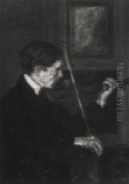 Violonist Carl Jacobi Oil Painting by Friedrich Wilhelm Mook