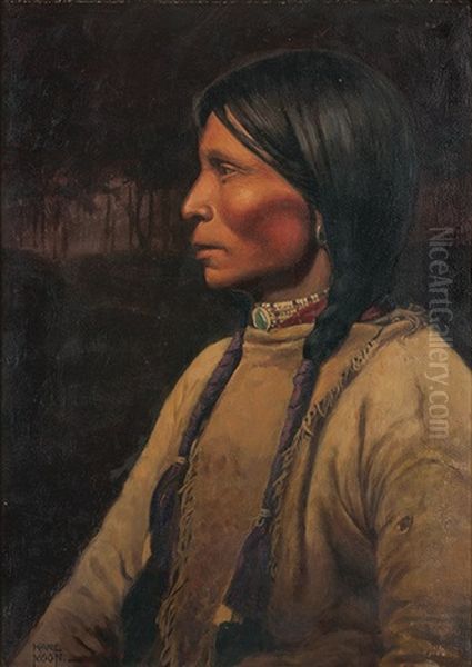 Indian Portrait Oil Painting by Carl Moon