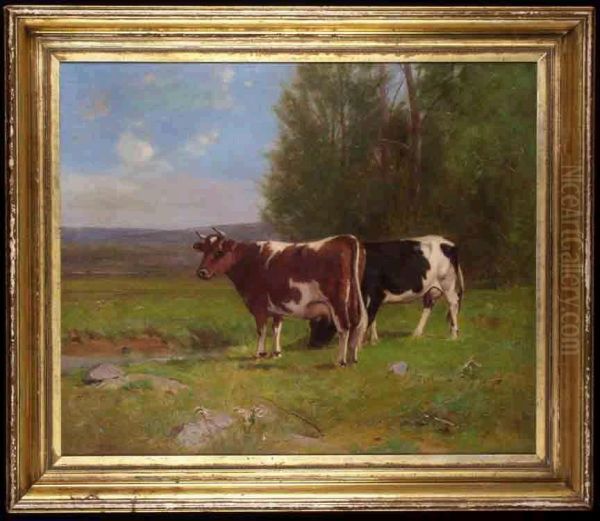 Pastoral Landscape With Cows Oil Painting by Albion Harris Bicknell