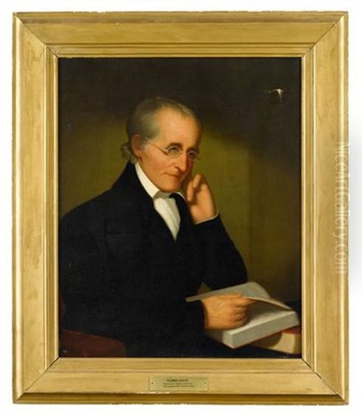 Portrait Of Moses K. Davis Of Easton, Pa  (+ Portrait Of Mary Miller Davis Of Easton, Pa; Pair) Oil Painting by Samuel Moon