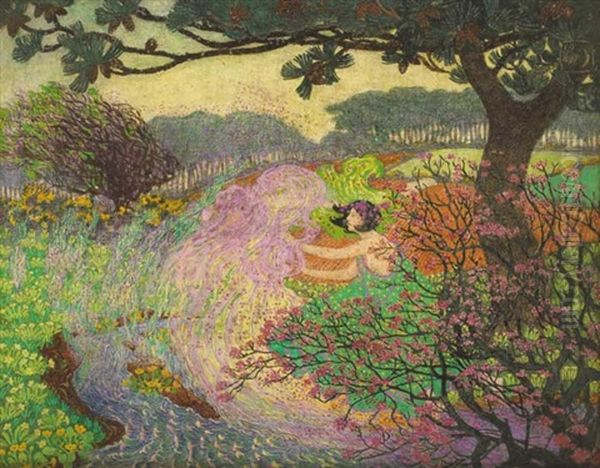 A Faery Scene At Springtime Oil Painting by Robert James Enraght Moony