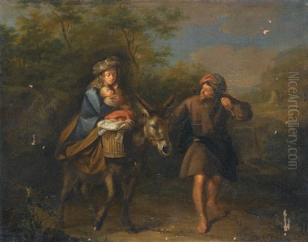 The Flight Into Egypt Oil Painting by Carel de Moor