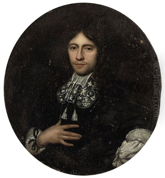 Portrait Of A Gentleman In A Black Doublet And Lace Collar Oil Painting by Carel de Moor