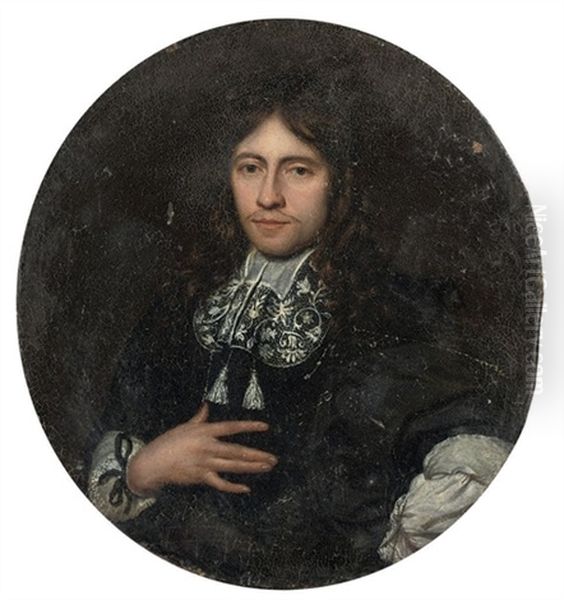 Portrait Of A Gentleman In A Black Doublet And Lace Collar Oil Painting by Carel de Moor