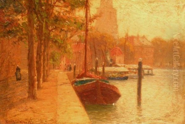 Dordrecht, Holland - Canal Oil Painting by Evelyn Bicknell