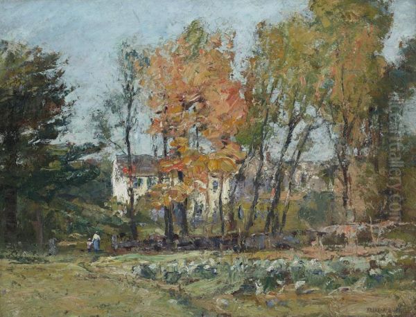 A New Hampshire Farmhouse Oil Painting by Frank Alfred Bicknell