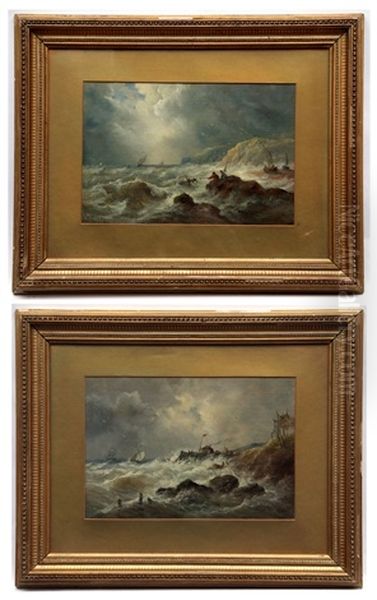 Rocky Coastal Scenes Oil Painting by John Moore Of Ipswich