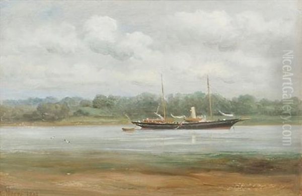 The "wild Wave", R.y.s. Moored At Pin Mill Oil Painting by John Moore Of Ipswich