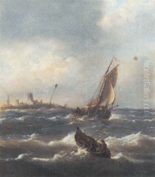 An Offshore Breeze Off The Dutch Coast Oil Painting by John Moore Of Ipswich