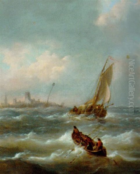 An Offshore Breeze Oil Painting by John Moore Of Ipswich