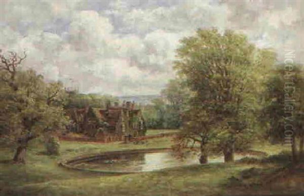 A Suffolk Country House In A Park Oil Painting by John Moore Of Ipswich