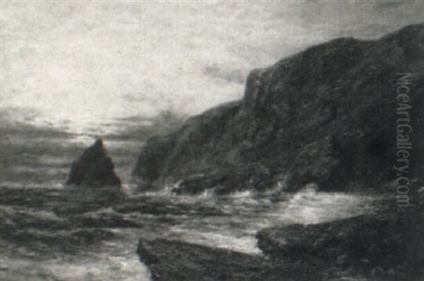 Rocky Shore Oil Painting by A. Harvey Moore