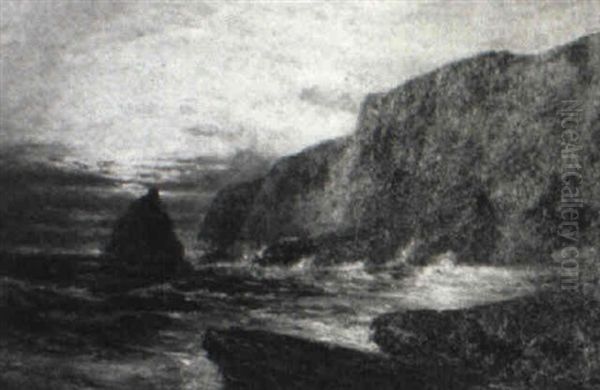 Rocky Shore Oil Painting by A. Harvey Moore