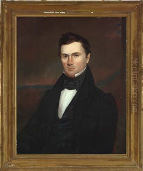 Poratrait Of A Gentleman Wearing Black Oil Painting by Abel Buel Moore