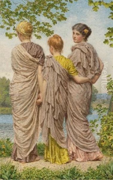 Waiting To Cross Oil Painting by Albert Joseph Moore