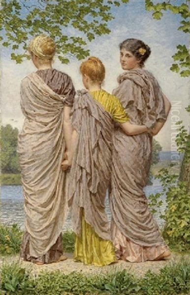 Waiting To Cross Oil Painting by Albert Joseph Moore