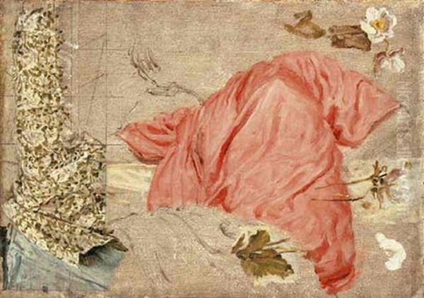 Study Of Draperies And Flowers, For Reading Aloud Oil Painting by Albert Joseph Moore