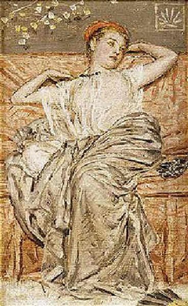 A Draped Figure Oil Painting by Albert Joseph Moore