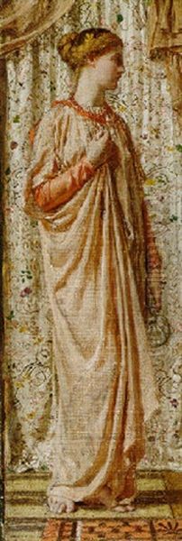 Standing Female Figure, Holding A Vase Oil Painting by Albert Joseph Moore