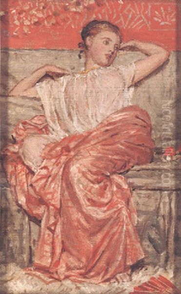 A Draped Figure Oil Painting by Albert Joseph Moore