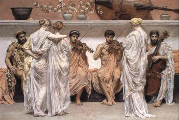 The Quartet; A Painter's Tribute To The Art Of Music Oil Painting by Albert Joseph Moore