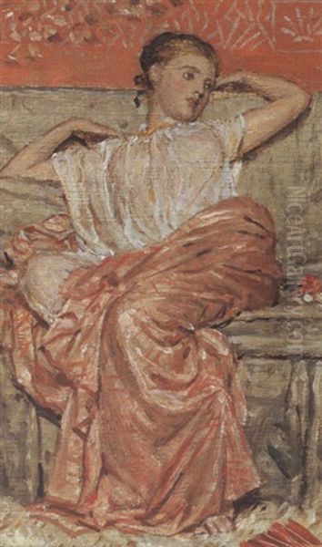 A Study Of A Draped Figure Oil Painting by Albert Joseph Moore