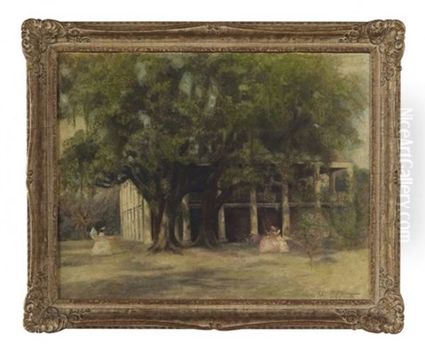 Three Oaks Plantation Oil Painting by C. Bennette Moore