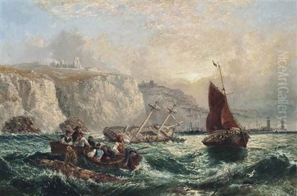 A Wreck Off Whitby Oil Painting by Claude T. Stanfield Moore