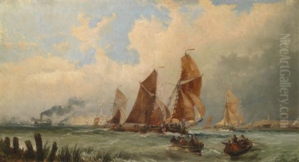 Schiffe Am Hafen Von Portsmouth Oil Painting by Claude T. Stanfield Moore