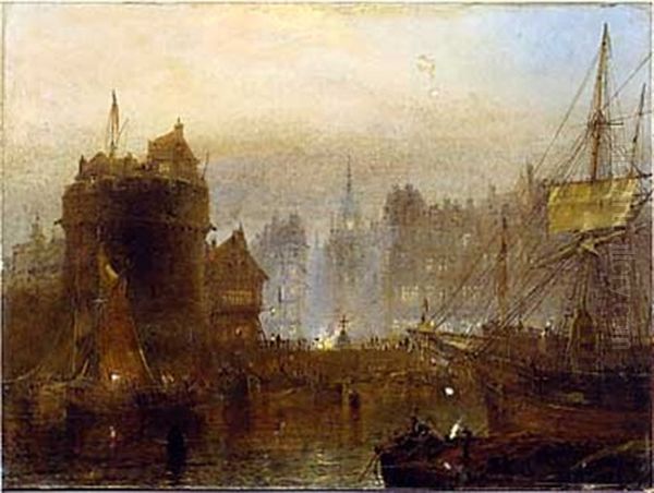 London Bridge Et Saint Paul Oil Painting by Claude T. Stanfield Moore