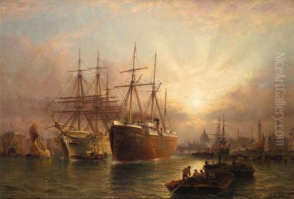 The Thames At Greenwich Oil Painting by Claude T. Stanfield Moore