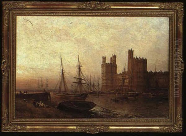 Caernarvon Castle Oil Painting by Claude T. Stanfield Moore