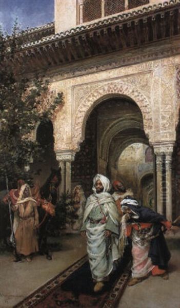 Leaving The Alhambra Oil Painting by Harry Humphrey Moore