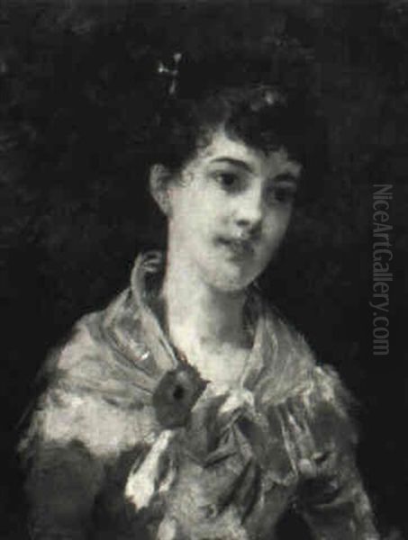 Portrait De Jeune Fille Oil Painting by Harry Humphrey Moore